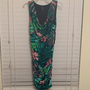 Green and Pink Jungle Floral Dress by Thalia